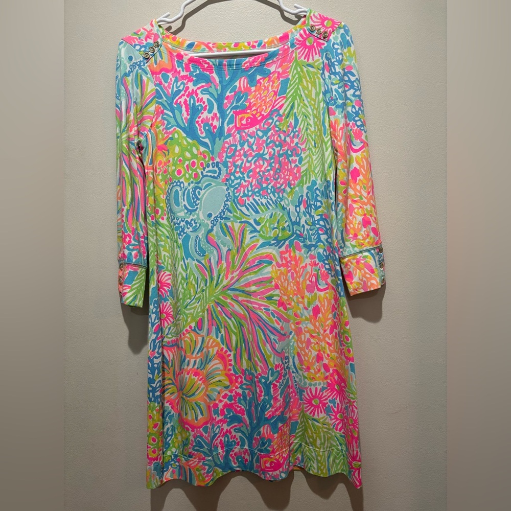 Lilly Pulitzer Sophie Dress in Lovers Coral UPF 50+ Vacation Spring Break Resort